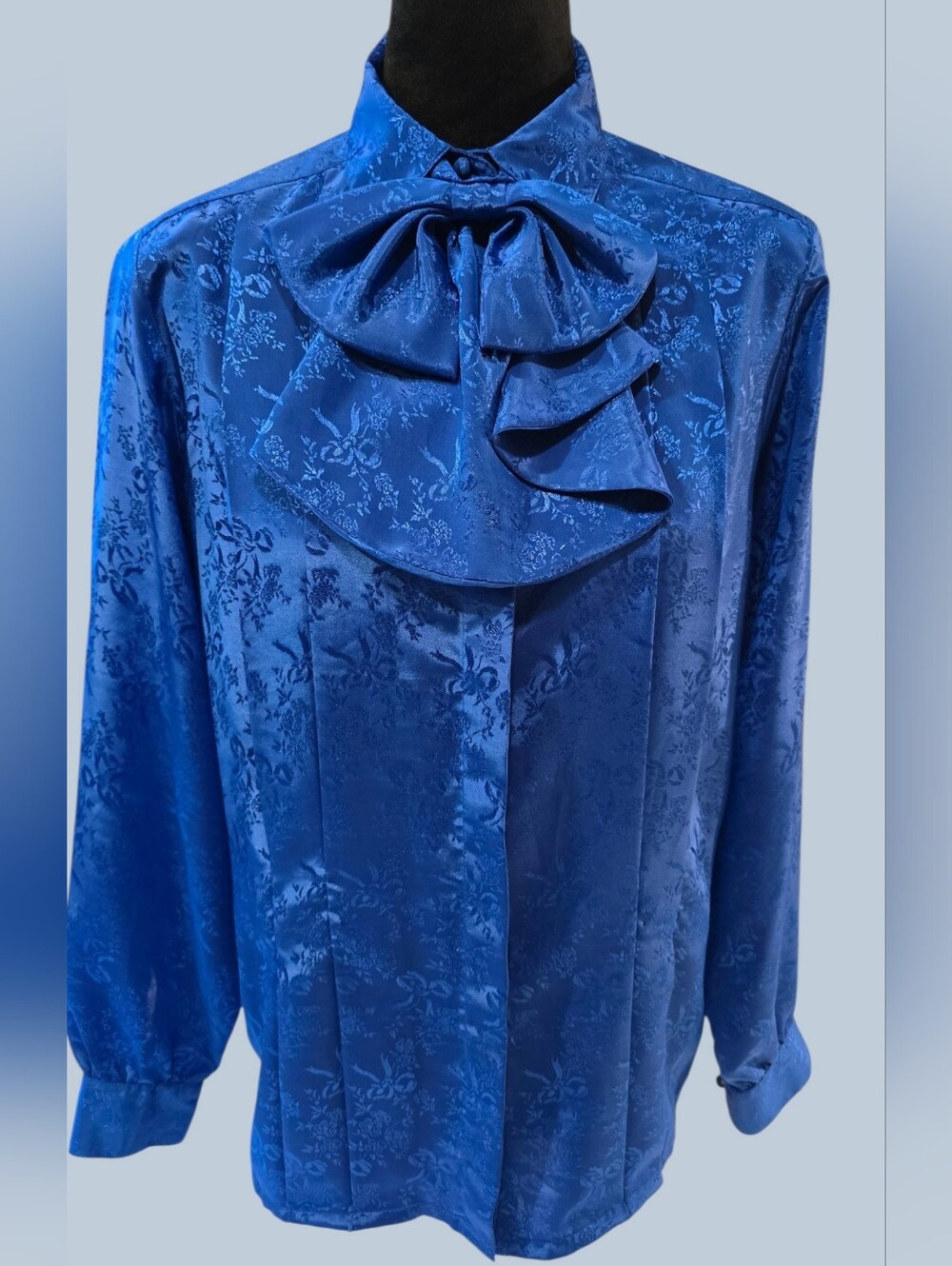 Worthington Blue Blouse With Ascot Collar Size 12